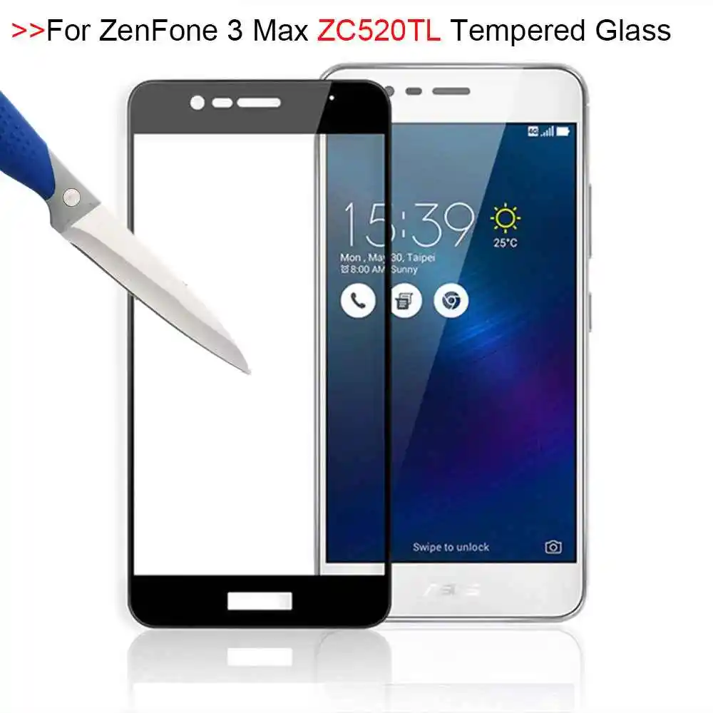 Закаленное стекло 9H для ASUS Zenfone 3 Max ZC520TL полноэкранная Защитная пленка защитное
