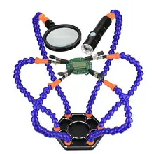 Паяльная станция Third Hand с 6 шт помощи руки USB Перезаряжаемый фонарик с увеличительным стеклом инструмент для сварки стекла