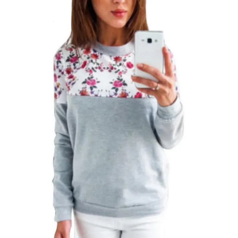 

Floral Print Hoodies Women Pullovers 2018 Autumn Harajuku Jumper Thin Sweatshirt Tops Casual Tracksuit Plus Size Top