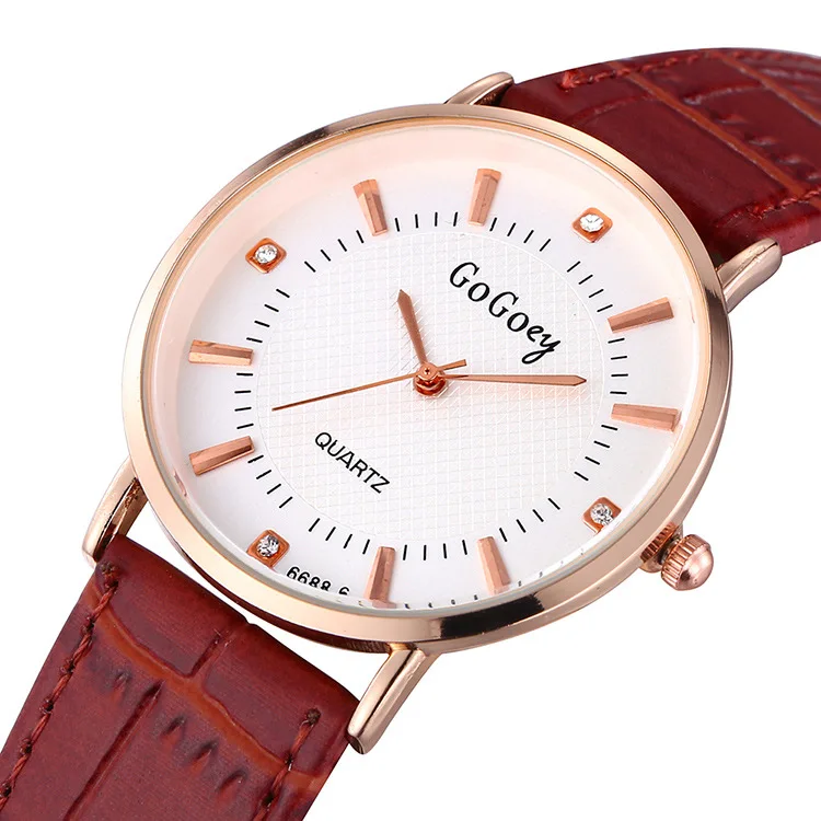 Роскошные Gogoey брендовые кожаные часы для мужчин для женщин Мода Кристалл платье кварцевые наручные часы Relogio Feminino 6688-6