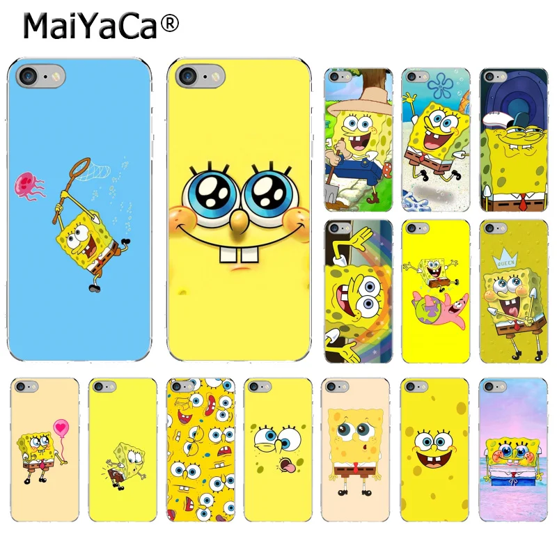 

MaiYaCa Spongebob Transparent TPU Soft Silicone Phone Cover for Apple iPhone 8 7 6 6S Plus X XS MAX 5 5S SE XR Cover