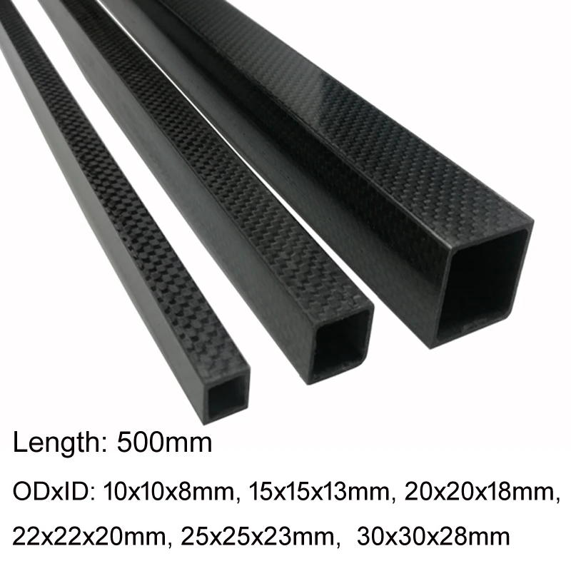 2 Pcs 10x10X8X500mm 3K Carbon Fiber Square Tube Pipe For Multicopter Drone 