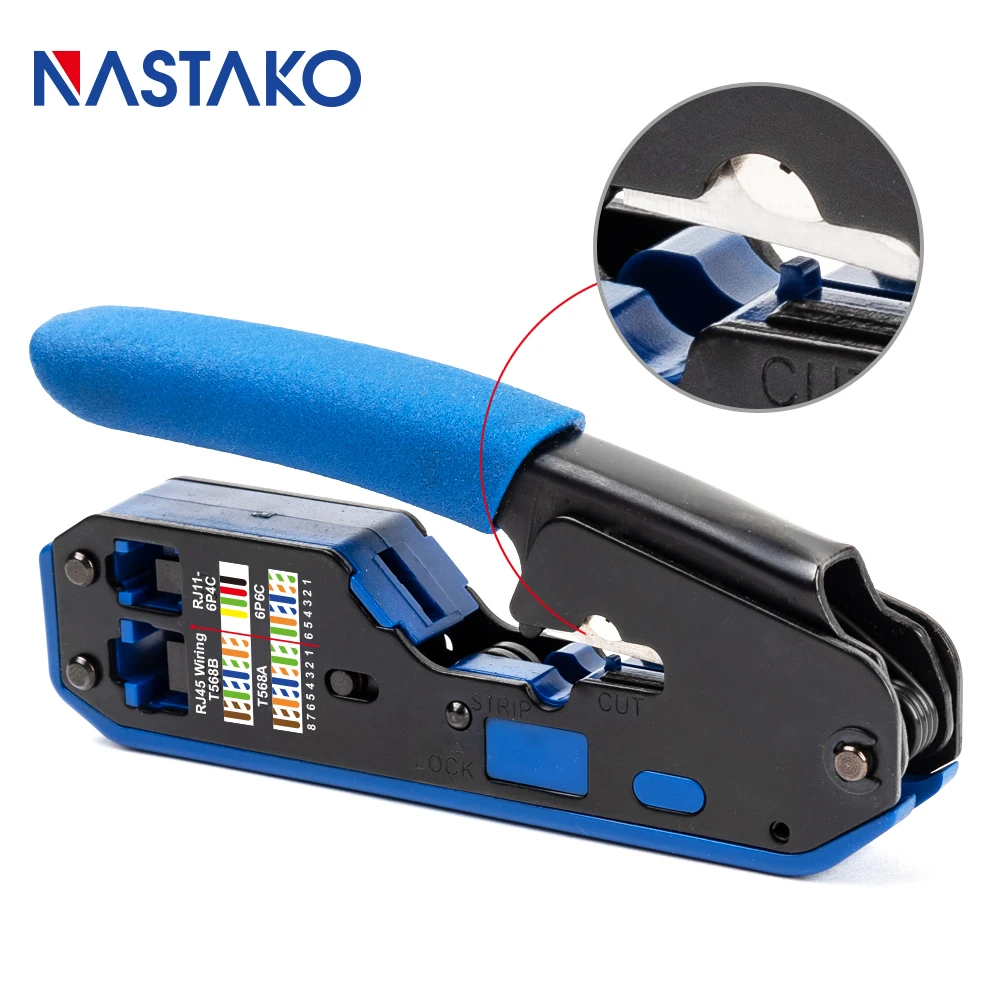 RJ45 инструмент сети Щипцы Обжимные Инструменты Резак для зачистки кабеля Ethernet подходит RJ45 Cat6 Cat5e Cat5 Cat3 RJ11 RJ12 разъем синий