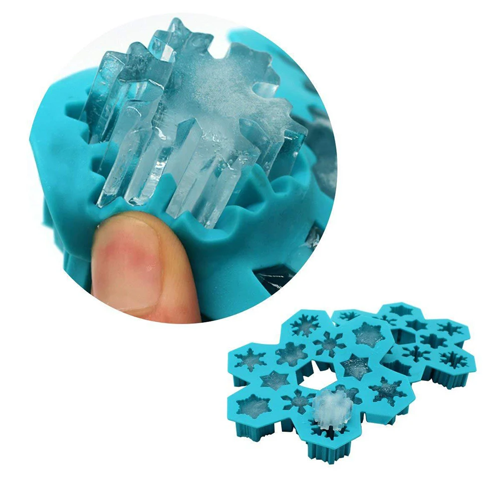 Christmas Snowflake Shape Ice Cube Silicone Mould 12 holes Ice Tray Containers Cake Chocolate Mold Bar Home Kitchen Tools