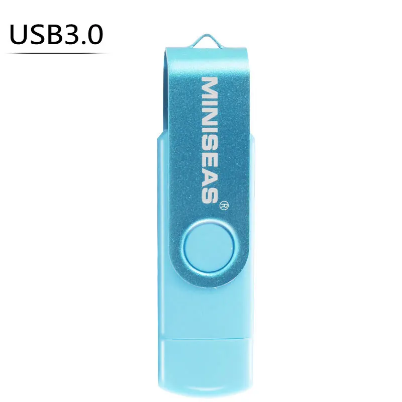 Miniseas Usb 3,0 USB флеш-накопитель OTG для телефона на Android, высокоскоростная память, Usb флешка, 64 ГБ, 32 ГБ, 16 ГБ, металлическая флешка - Цвет: Синий