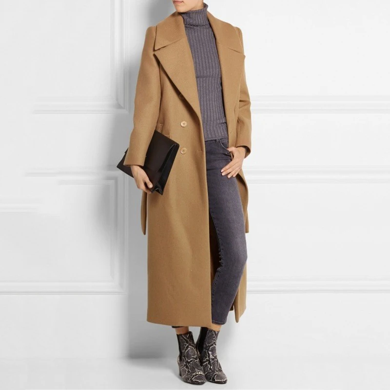 Manteau Pour Manteaux Laine Haute Qualité Camel Femmes D'hiver Longue En Outwear Mélanges Cachemire Camkemsey 2018 Élégante UwHHq