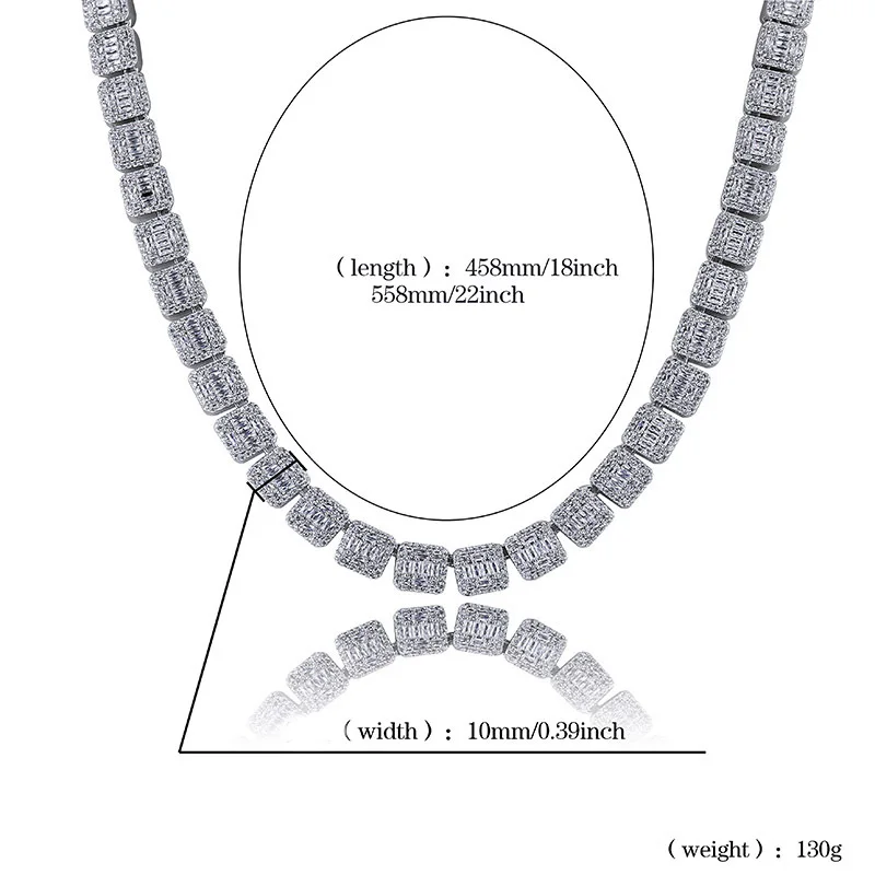 10 мм золото серебро Bling Iced Out теннисная цепь решетки AAA CZ камень кубический циркон Чокеры ожерелья для мужчин хип хоп ювелирные изделия