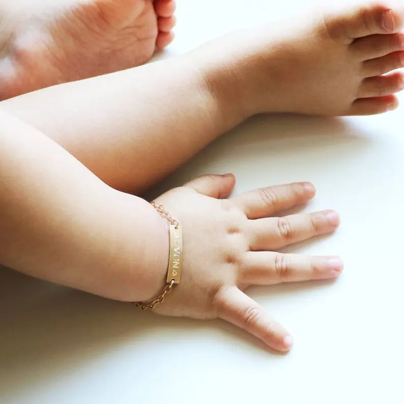 Заказной детский браслет имя из нержавеющей стали Регулируемый для детей, для малышей ID браслет-персонализированный подарок на день рождения девочки мальчика
