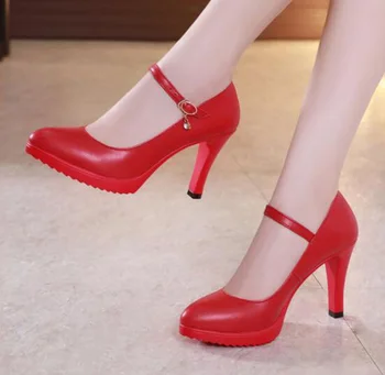 

Elegant and Graceful Pointed Stiletto Heels Diamond Decorative Buckle Design Waterproof Platform Large Sze Single Shoes Female