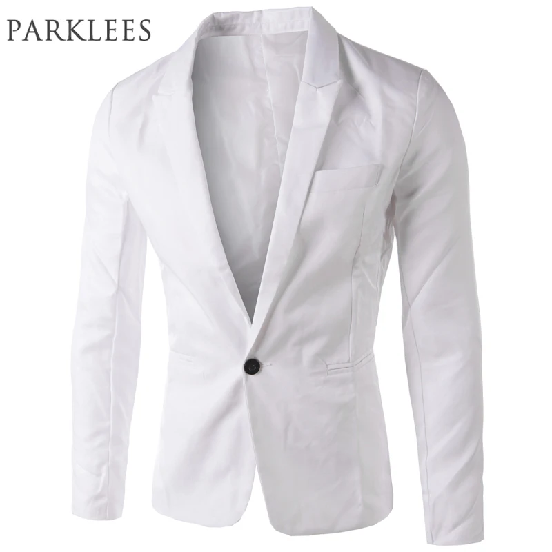 

Brand White Blazer Men 2017 New Arrival Mens Slim Fit Blazer Jacket Korean Stylish Single Button Men Suit Costume Veste Homme