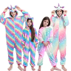 Пижама Кигуруми для мальчиков и девочек, комплекты пижамы с рисунком единорога для женщин, пижамы для малышей, пижамы с изображением панды