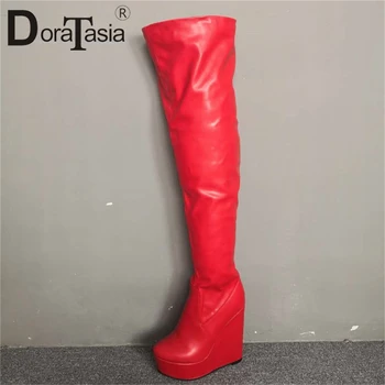 

DORATASIA Brand New Big Size 47 Sexy Women Shoes Winter Boots Woman Nightclub Prom Party High Heel Wedges Shoes Woman Long Boots