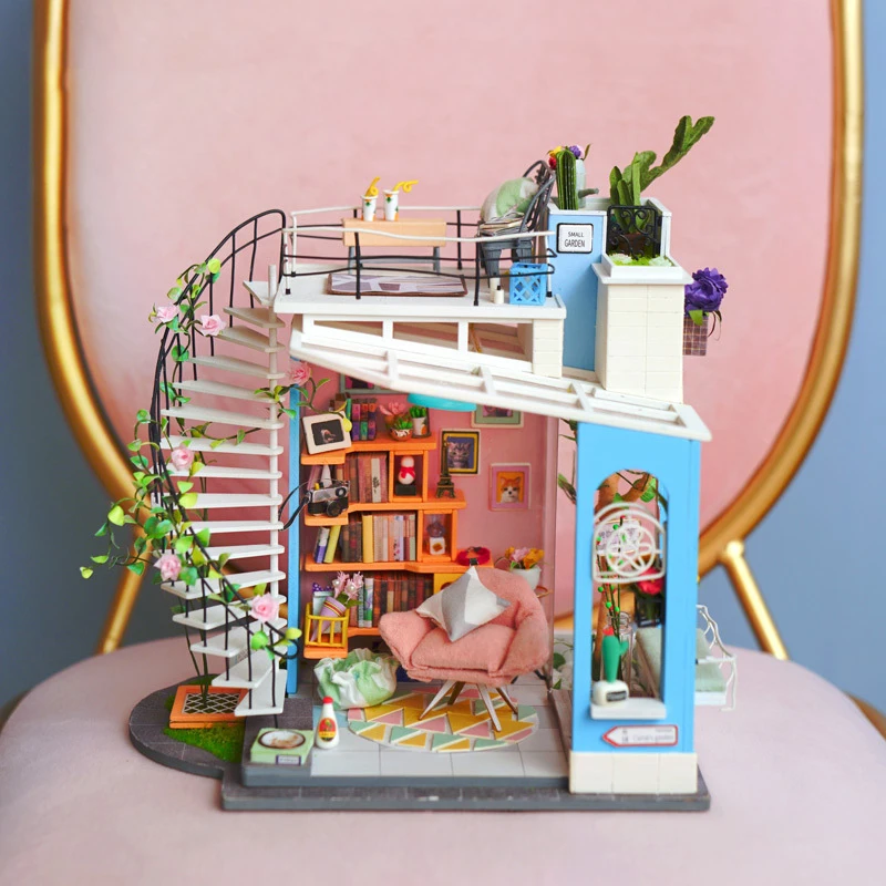 Cena Diy Hut Duo La koń skórzane karty Loong na dachu ręcznie pracy Woodiness montażu willa modelu Hut oryginalność prezent