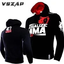 VSZAP фитнес для боевой тренировки длинный рукав с капюшоном куртка с пальто тайские боксёрские ММА бегущие мужчины