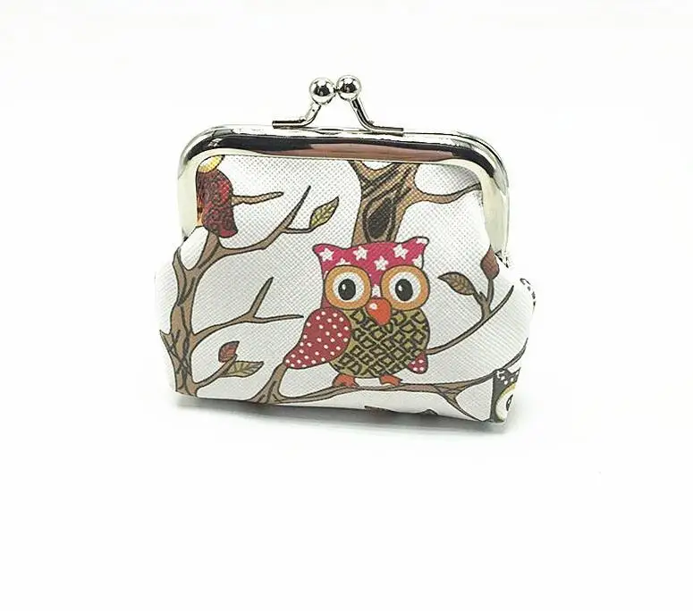 

600pcs cute owl pattern leather coin purses zipper zero wallet child girl boy women purse,lady coin bag key packet drop ship