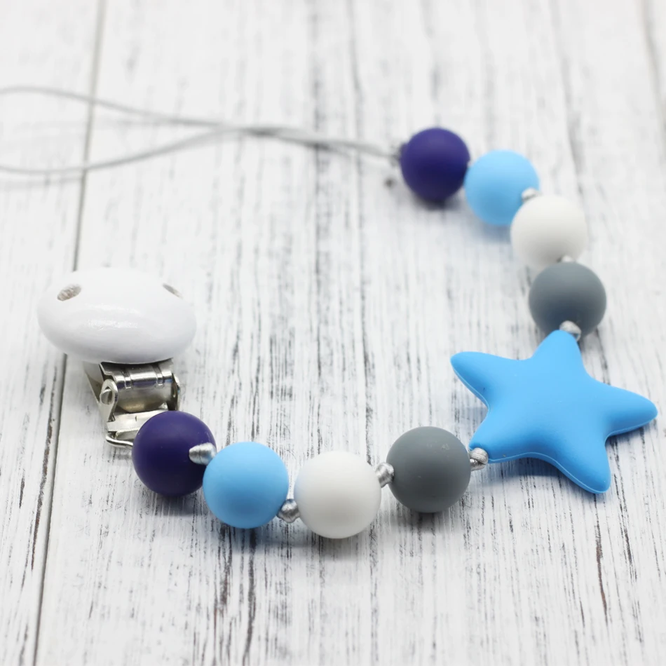 

NEW Natural and Organic Silicone Baby Pacifier Clip Set, Teething Clips, Safe Teething Chain Toys, Baby Shower Gifts