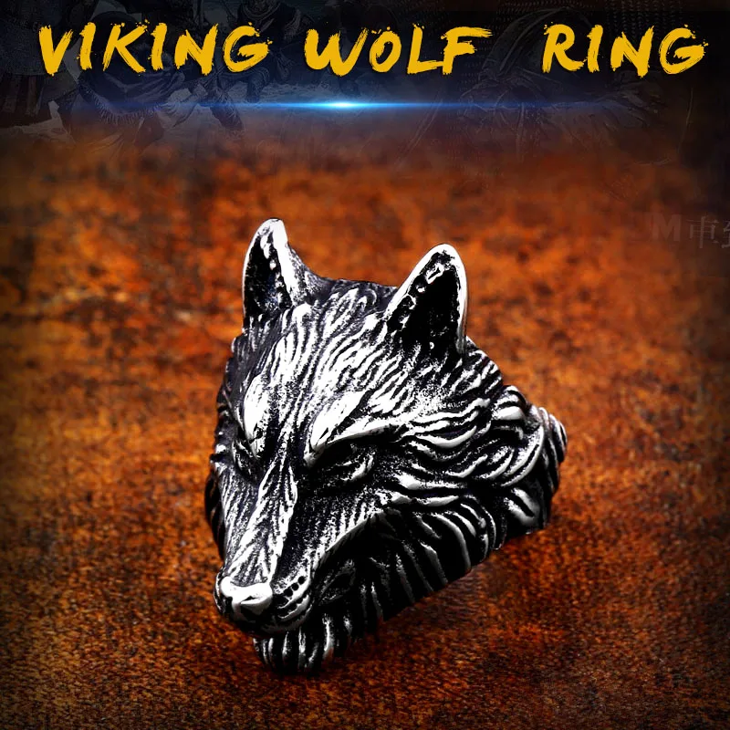 Beier 316L Stainless Steel nose viking Amulet wolf head Man ring Odin 's Symbol for scandinavian wholesale fashion jewelry LR649