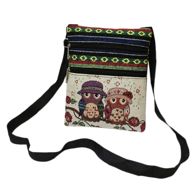 

Women Girl Portable Shoulder Bag Messenger Purse Zip Owl Satchel Tote Handbag Travel Bag Canvas Satchel Canvas Bag