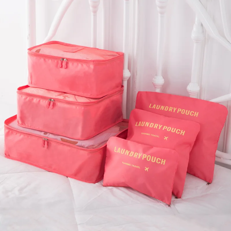 Urijk 6 шт. дорожная сумка для хранения одежды аккуратный Чехол Органайзер для багажа портативный контейнер водонепроницаемый чемодан Органайзер - Цвет: Watermelon Red