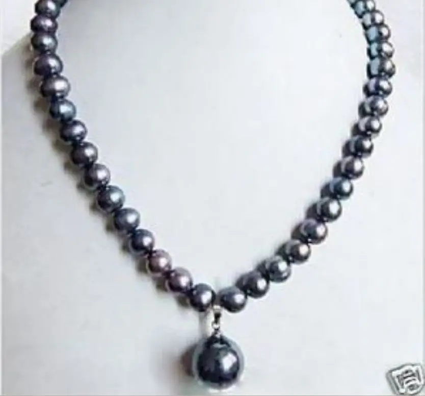 

FREE SHIPPING HOT sell new Style >>>>7-8mm Black Tahitian Pearl Necklace Shell Pearl Drop 18