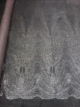 

fashion glitter Embroidered net Lace Fabric Amazing Glued Glitter tull fabric for party dress