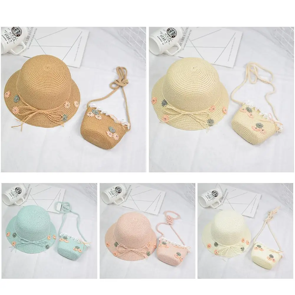 

Small fresh child hat baby hats girl sun hat Girls summer beach visor hat bag two-piece sleeve
