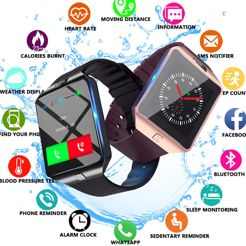 

Bluetooth Smart Watch Relojes Smartwatch Relogios TF SIM Camera for IOS iPhone Samsung Huawei Xiaomi Android Phone PK Y1 A1