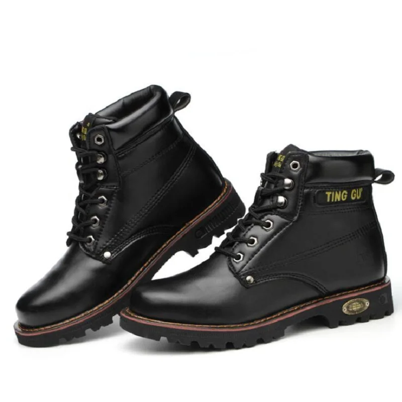 

AMSHCA Men Puncture Proof Plate Safety Shoes Anti Smash Work Ankle Boot Male Leather Indestructible Shoes Dottor Martins 45