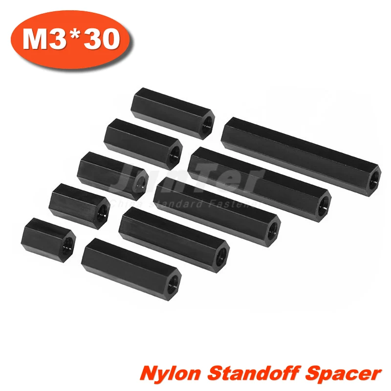 

500pcs/lot M3 Female x M3 Female 30mm Black Nylon Standoff Spacer