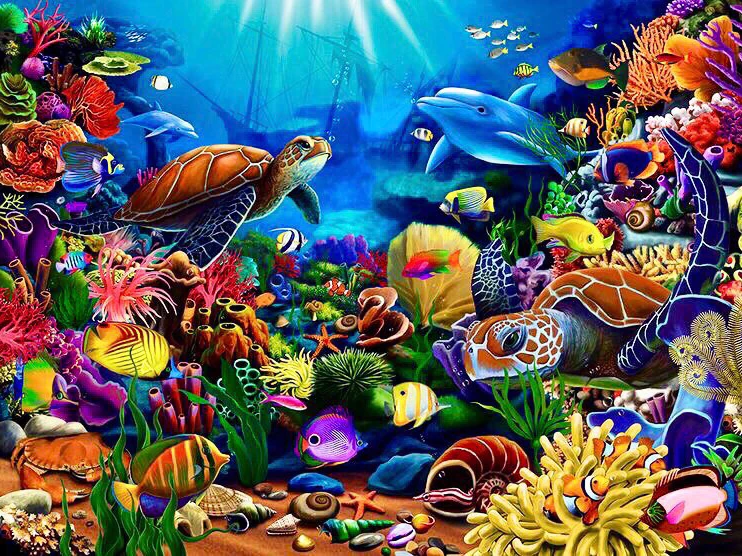 

100% Full 5D diy Daimond Painting 3D diamond painting full round rhinestones diamant painting embroidery Undersea scenery
