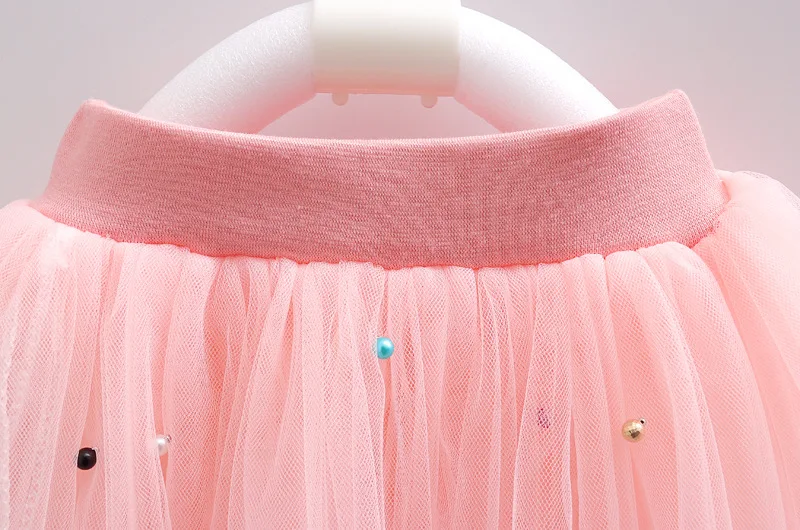 Мода для маленьких девочек Летняя юбка-пачка юбки из сетки бисер печати сетки принцесса девушки Балетки Танцы вечерние юбка хлопок Костюмы