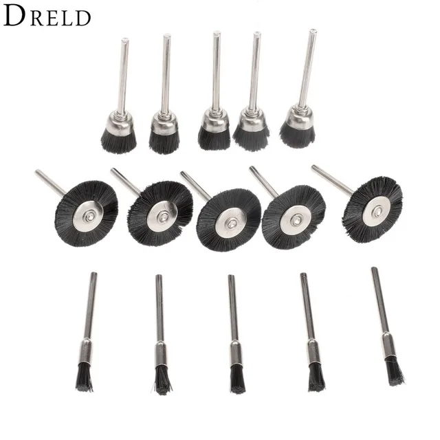 15Pcs Dremel Accessories Rotary Tools Nylon Steel Polishing Buffing