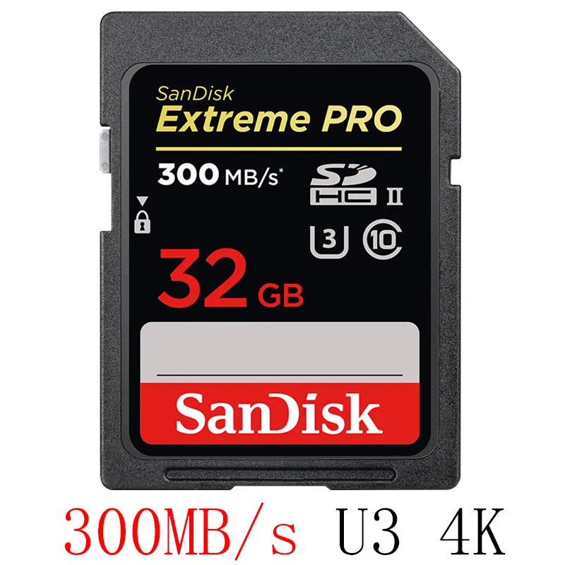 Карта памяти SanDisk Extreme Pro 32 64 128 ГБ U3 4K класс 10, SD карта 32 Гб 128 Гб 64 Гб 300 м, флеш-карта SD карта памяти SD SDXC SDHC - Емкость: 32GB