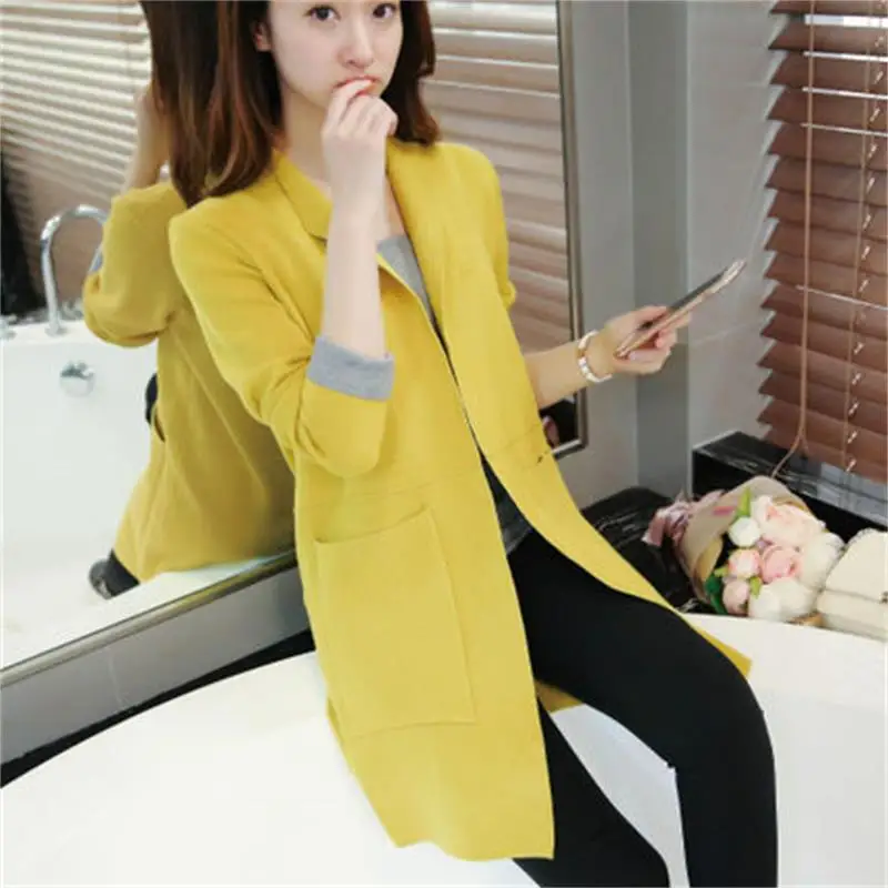 

Women's casual fashion Autumn new long V-neck long-sleeved knitted sweater coat coat