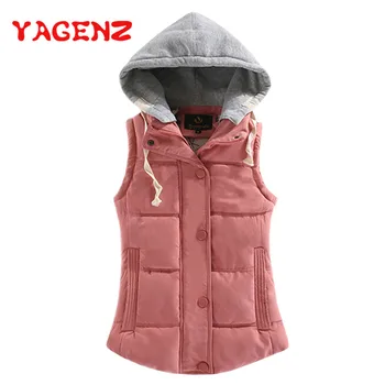 

YAGENZ 2018 Ladies Students Vest Harajuku BF Wild Ulzzang Autumn Winter Coat Wpmen Short Jacket Down Cotton Vest Sleeveless Coat