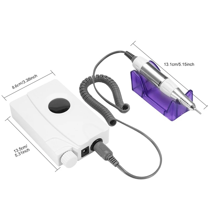 

New 30000Rpm Portable Electric Nail Drill Machine Rechargeable Cordless Manicure Pedicure Set For Nail Equipment Eu Plug White