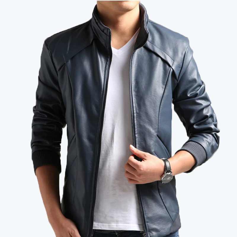 jaqueta couro slim masculina