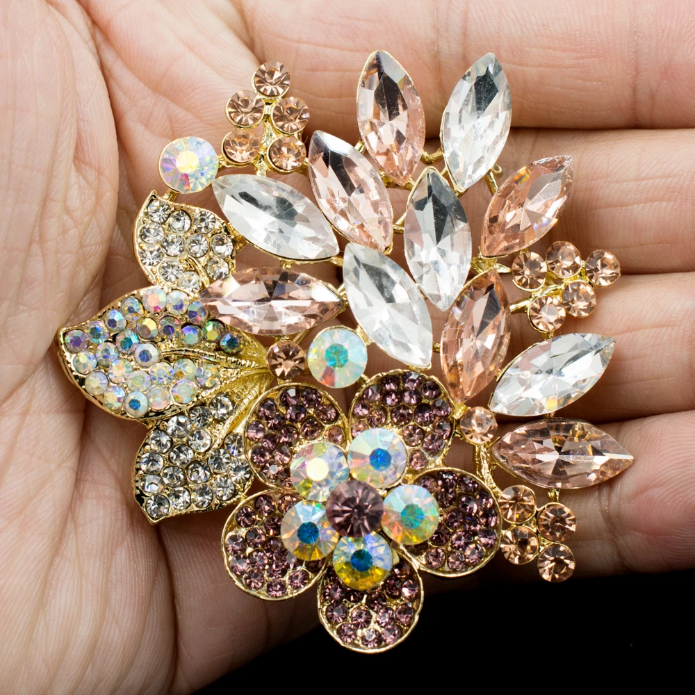 High Quality Flower Brooches Rhinestone Pins Broaches Weddng Flower