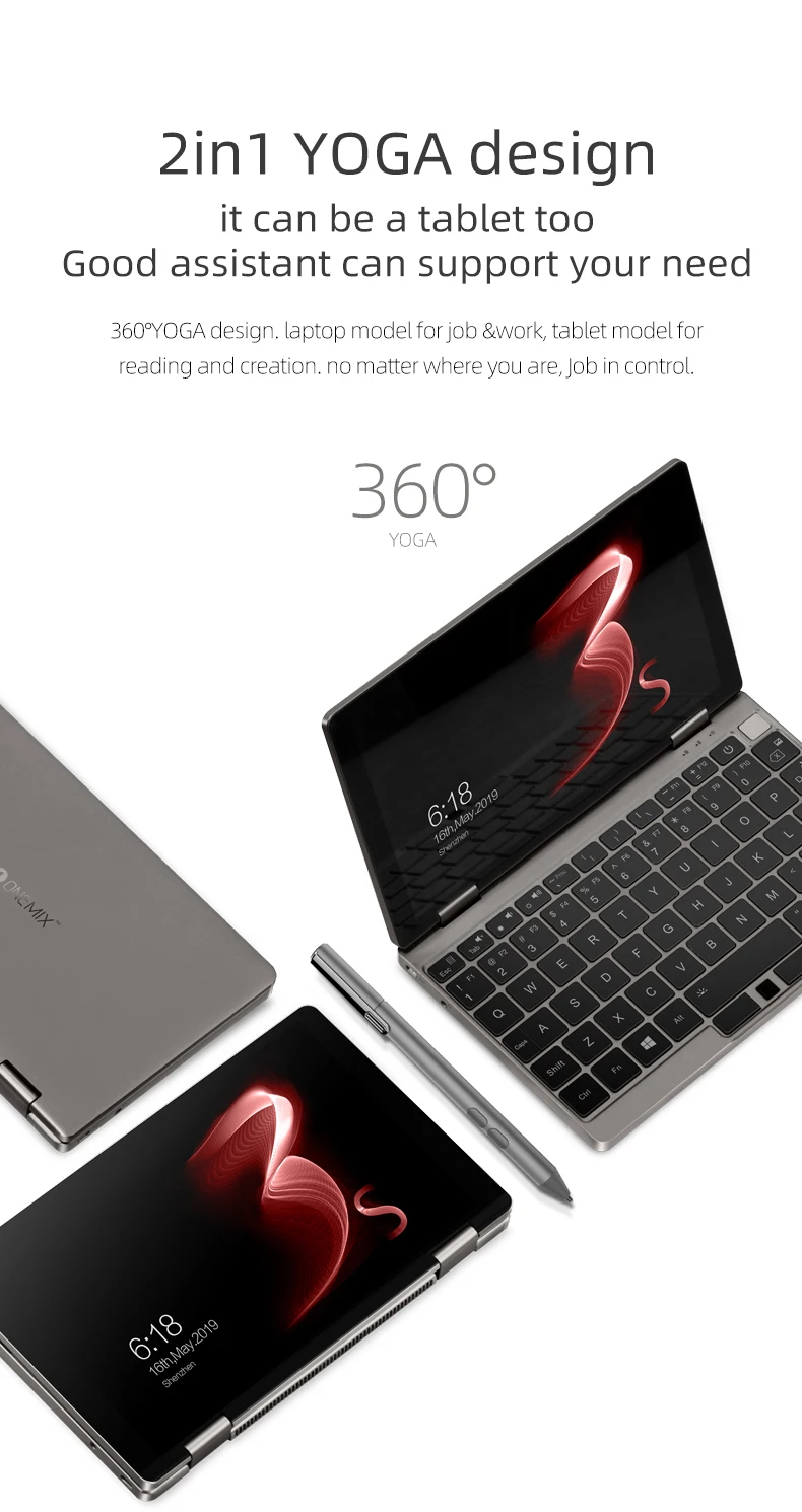 Один нетбук One Mix 3S Pt версия Yoga карманный ноутбук Intel Core i7-8500Y двухъядерный 8," ips экран 16G 512G wifi type C