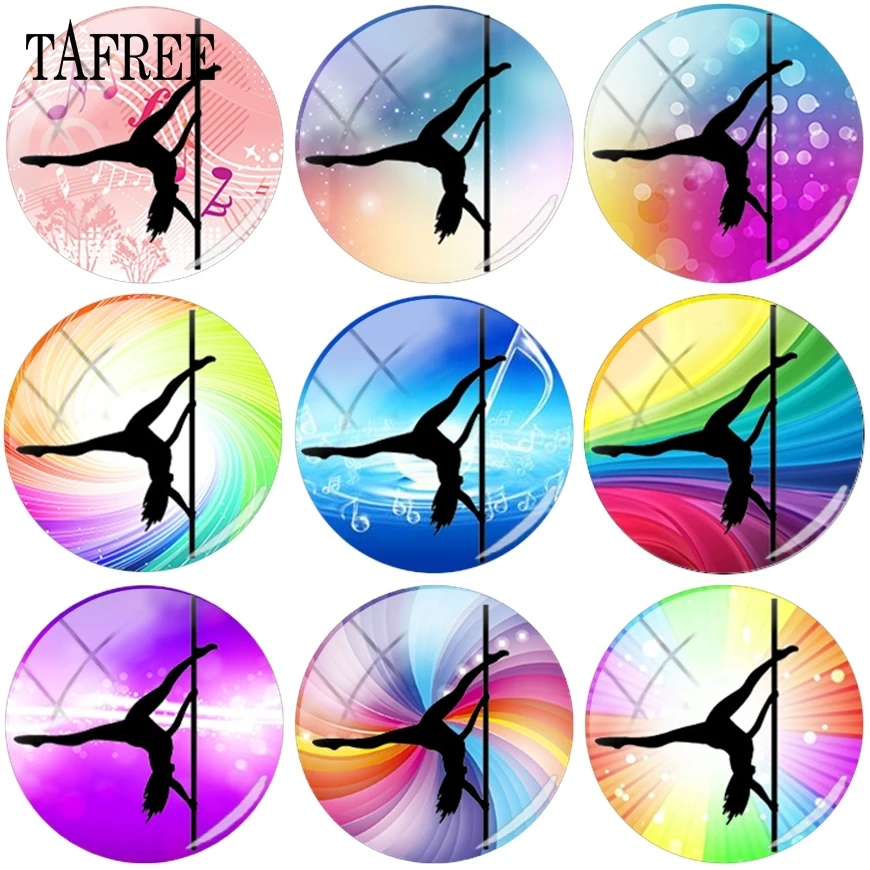 

TAFREE Hot Sale Pole Dancing Pose Female Dancers Picture Glass Cabochon Cover Jewelry Findings Components