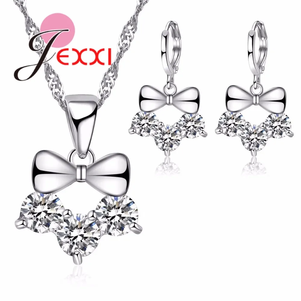 Vendita Superiore Set Di Gioielli Da Donna Design Carino Collana Con Ciondolo Nodo/Orecchini Set 925 Sterling Silver Parure Bijoux Femme