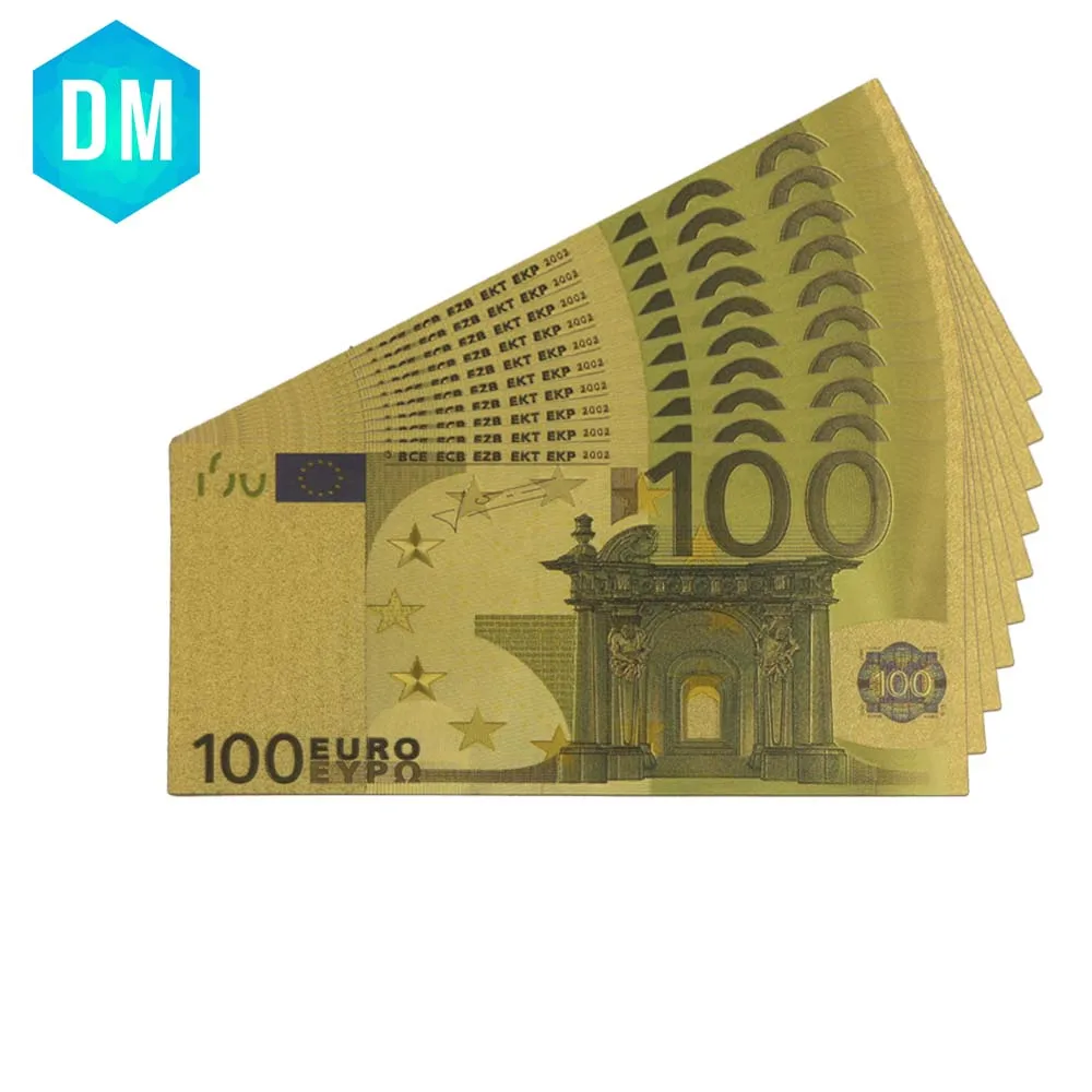 24k золотые банкноты фольга евро 100 купюр бумага Европейского союза поддельные