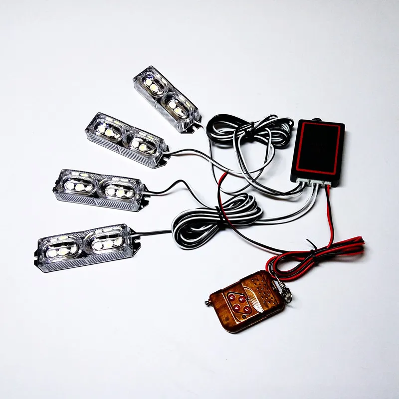 

1set 4 in 1 wireless remote control 4X 6LEd 12V Car Warning Light 24 W Flash Strobe Light Lights for Automobile 03039