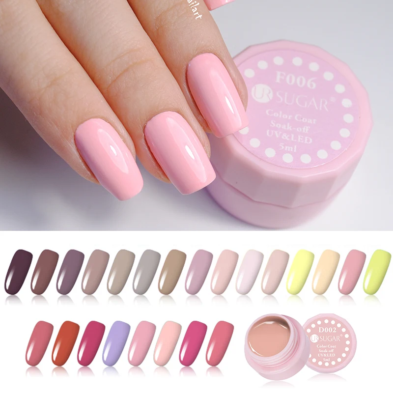 

UR SUGAR 9Pcs Pure Pink Red Nail Gel Polish Set Long-lasting Soak Off UV LED Gel Coat Nail Art Gel Lacquer Varnish