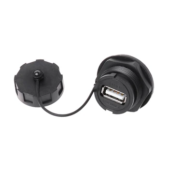 

USB Female Socket Plug Panel Mount Adapter Waterproof Connector IPL7 With Cap