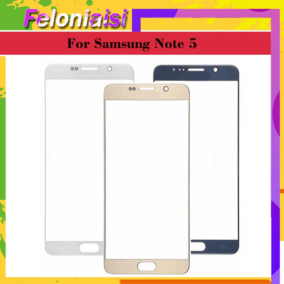 

10pcs TouchScreen For Samsung Galaxy Note5 Note 5 N920F N9200 N920 Touch Screen Front Panel Glass Lens Outer Black White Gold