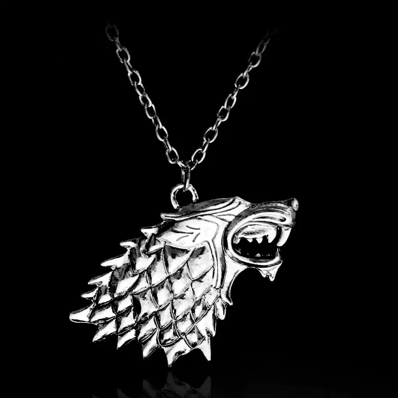 Dongsheng Game Of Thrones Direwolf Pendant Necklace House Stark Wolf Head Necklace Classic Vintage Men Statement Necklace - black veil brides t shirt with bracelet roblox