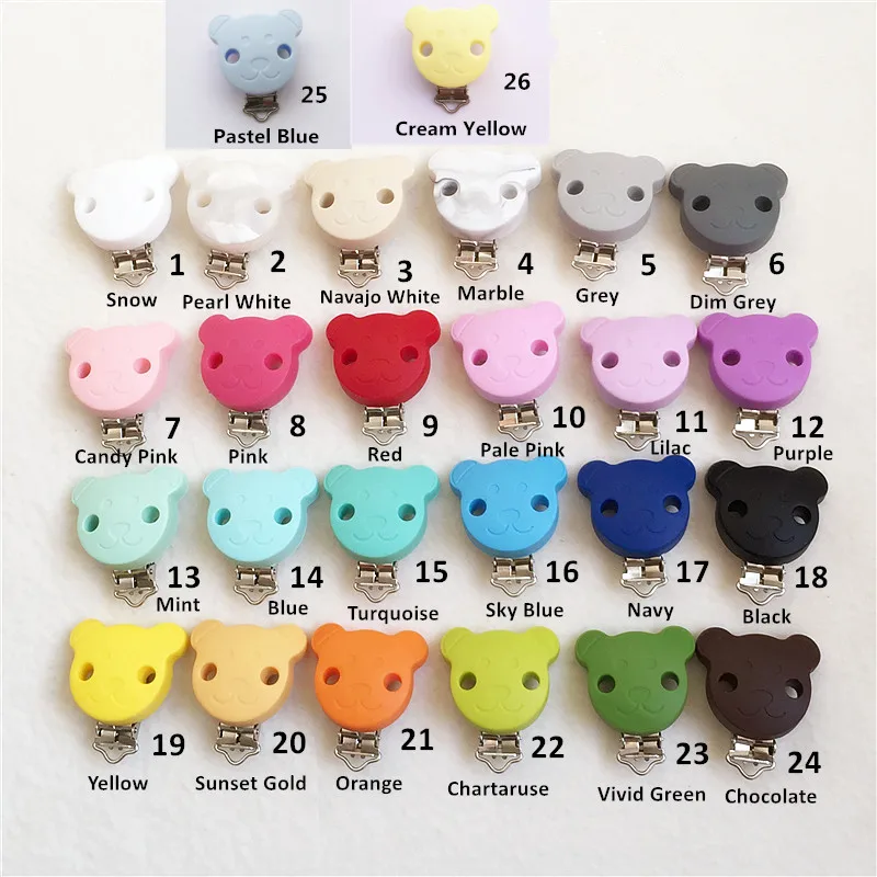 

Chenkai 50pcs BPA Free Silicone Bear Clips DIY Baby Teether Pacifier Dummy Montessori Sensory Jewelry Holder Chain Toy Clips