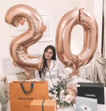 2 pçs 30/40 polegada magro rosa ouro número folha balões de hélio congratulate18 20 30 50 anos de idade adulto festa aniversário decoração suprimentos