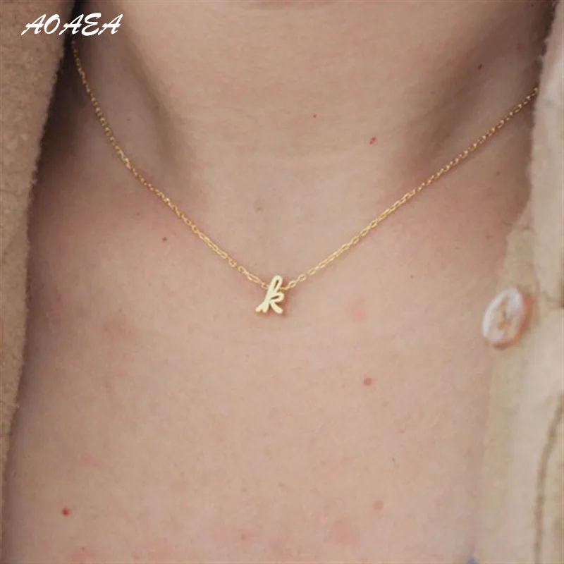 Lowercase initial necklace in 18k rose gold plating